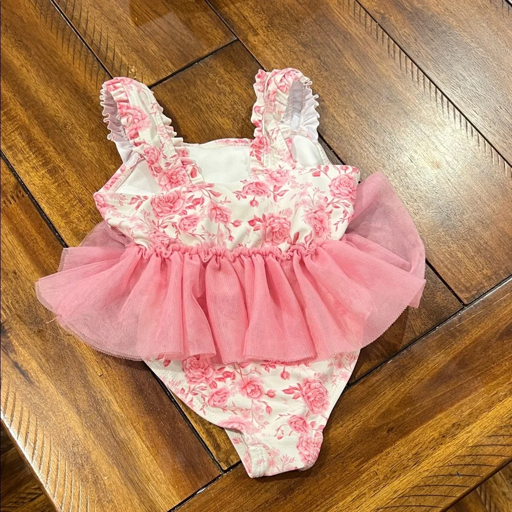 Floral Pink Tutu Swimsuit Catherine Malandrino 12M EUC girls